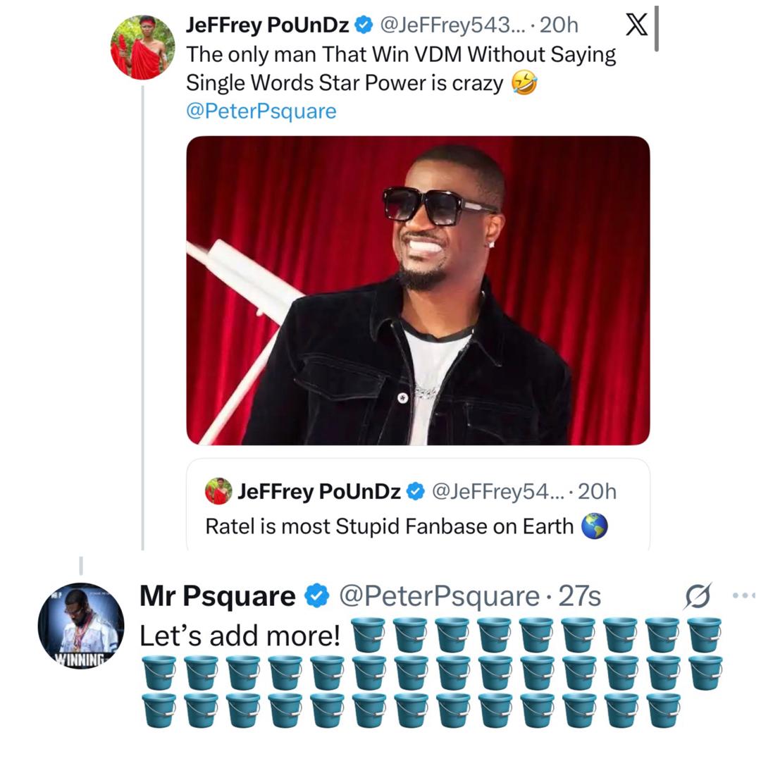 Peter Okoye replies X user who spoke about his rift with VDM